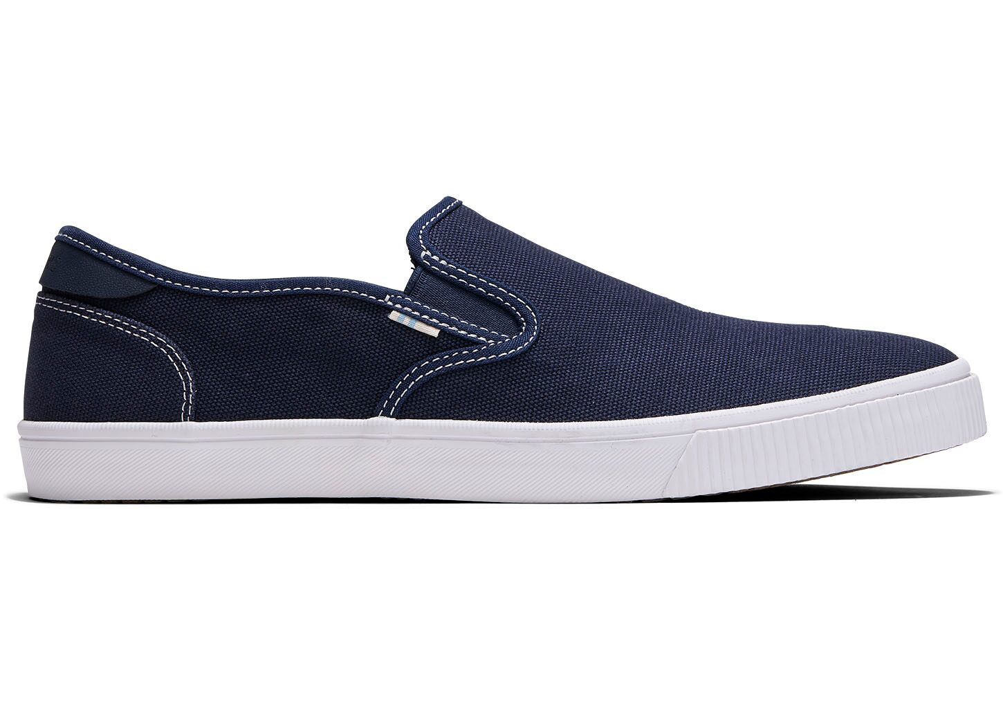 Toms Baja Canvas Contrast Stitch - Mens Slip Ons - Navy - NZ - 758924RUO